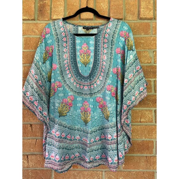 Tolani Collection Narissa Beachy Boho Tunic Top MP Multicolor Floral Size M - Picture 4 of 12
